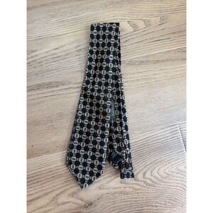 Coach Geometric Silk Tie Mens Black Tan Dark Academia Old Money Handmade Italy